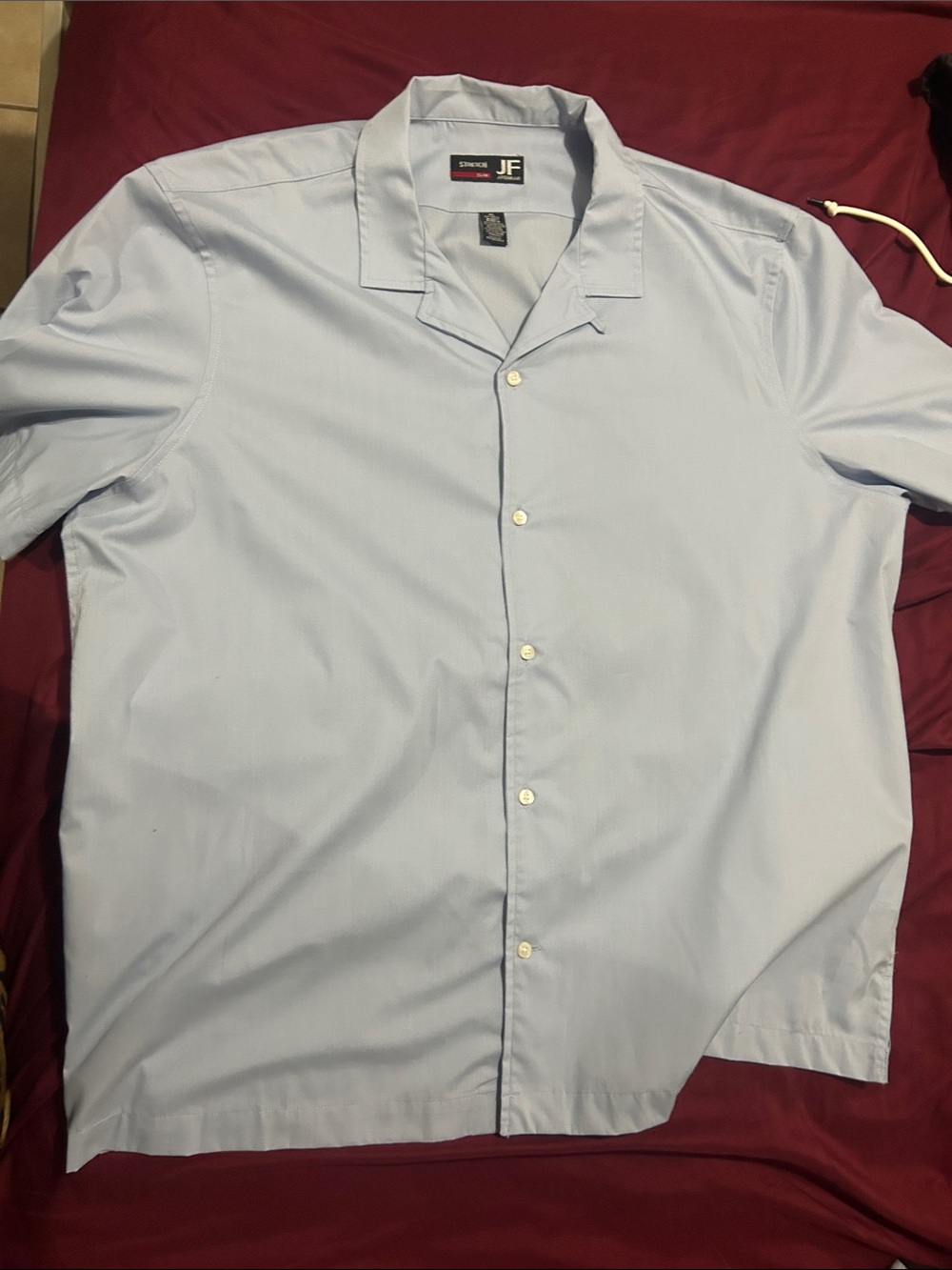 jf j.ferrar Light Blue Short-Sleeve Button-Down Camp Collar Shirt